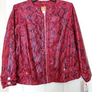 Snakeskin print jacket, scarlett/black, 2X